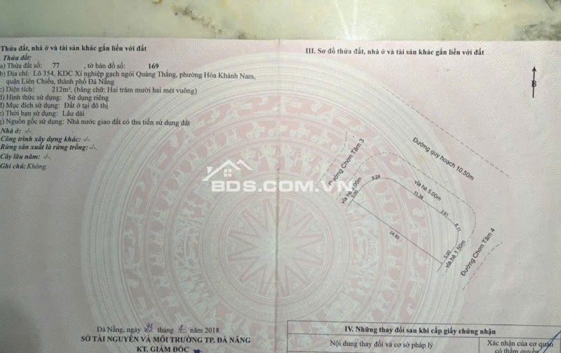 Lô đất có 1-0-2 vị trí quá VIP 3 mặt tiền đường 10,5m Thanh Nghị